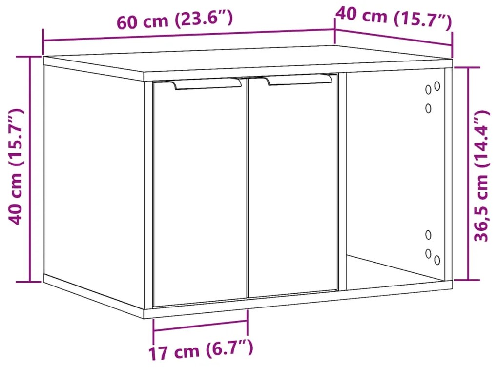 Τουαλέτα Γάτας Περίφραξη Γκρι Sonoma 60x40x40εκ Επεξεργασμ Ξύλο - Γκρι
