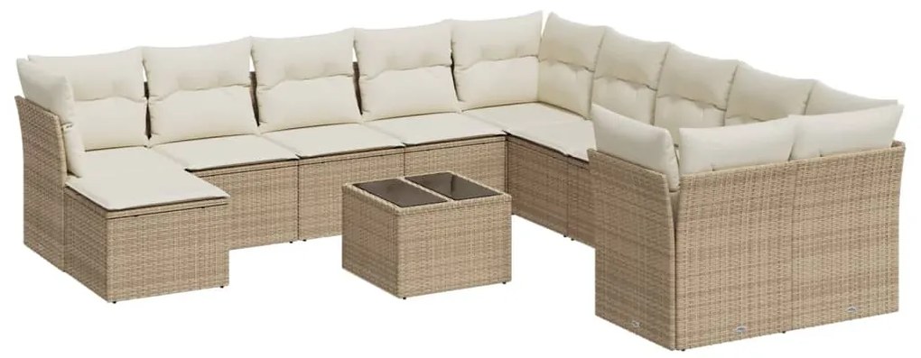 vidaXL Σαλόνι Κήπου Σετ 12 τεμ. Μπεζ Συνθετικό Ρατάν με Μαξιλάρια