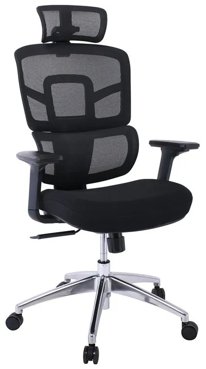 BF8400 Πολυθρόνα Γραφείου Διευθυντή, Mesh - Ύφασμα Μαύρο, Βάση Αλουμίνιο  72x71x116/126cm ΕΟ618,1