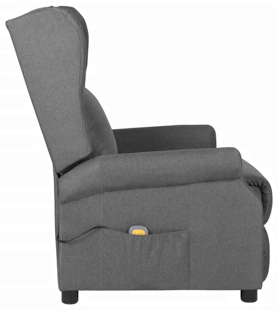 vidaXL Πολυθρόνα Μασάζ Ανοιχτό Γκρι Υφασμάτινη