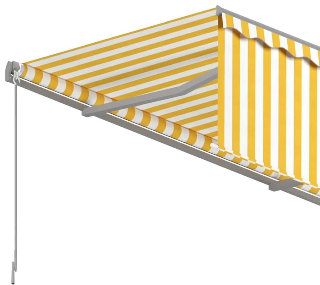 vidaXL Τέντα Συρόμενη Χειροκίνητη με Σκίαστρο Κίτρινο/Λευκό 3 x 2,5 μ.