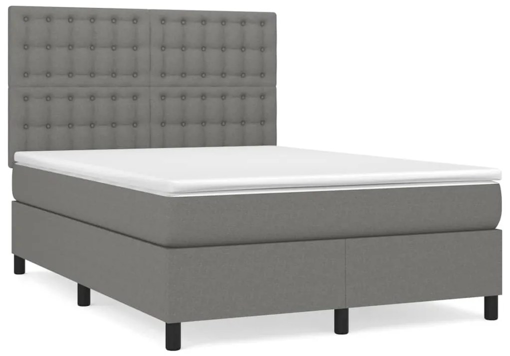 ΚΡΕΒΑΤΙ BOXSPRING ΜΕ ΣΤΡΩΜΑ ΣΚΟΥΡΟ ΓΚΡΙ 140X190 ΕΚ. ΥΦΑΣΜΑΤΙΝΟ 3142090