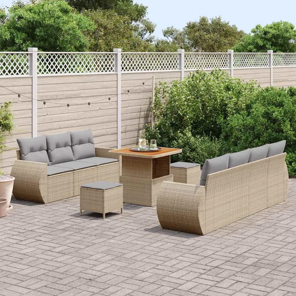 vidaXL Σετ Καναπέ Κήπου 10 pcs μπεζ και ανοιχτό γκρι 80 x 80 x 71 cm
