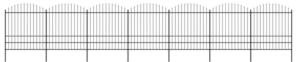 vidaXL Κάγκελα Περίφραξης με Λόγχες Μαύρα (1,75-2) x 11,9 μ. Ατσάλινα