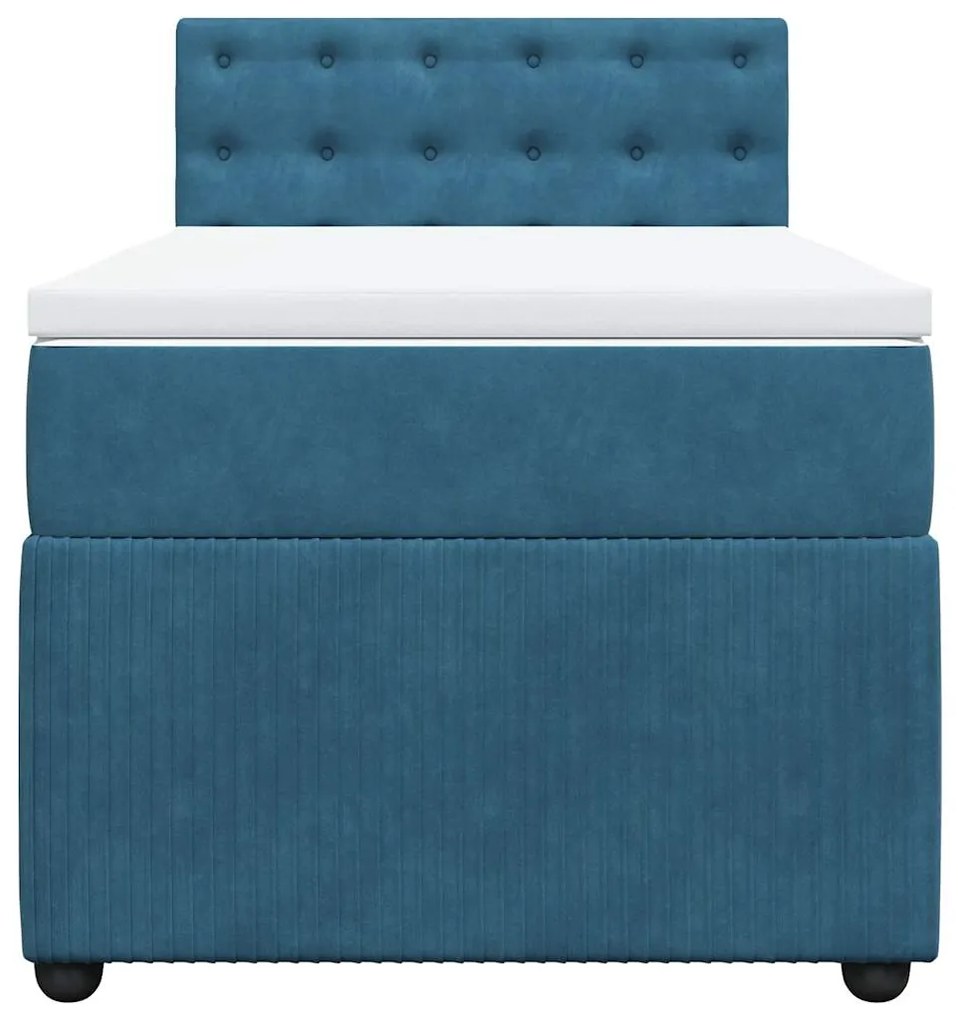 vidaXL Κρεβάτι Boxspring με Στρώμα Μπλε 80 x 200 εκ. Βελούδινο