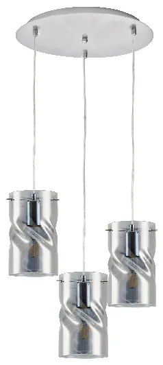 KQ S0616-3 TWIST SMOKEY PENDANT GLASS+