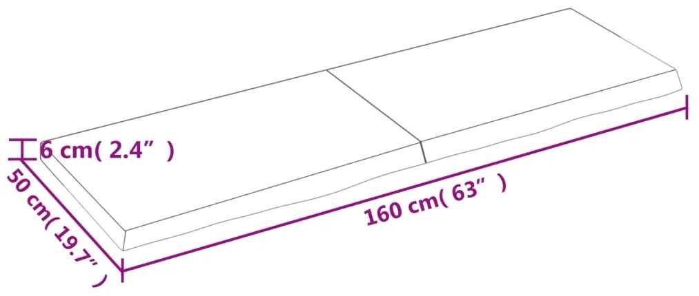 Ράφι Τοίχου Σκούρο Καφέ 160x50x(2-6) εκ. Επεξ. Μασίφ Ξύλο Δρυός - Καφέ