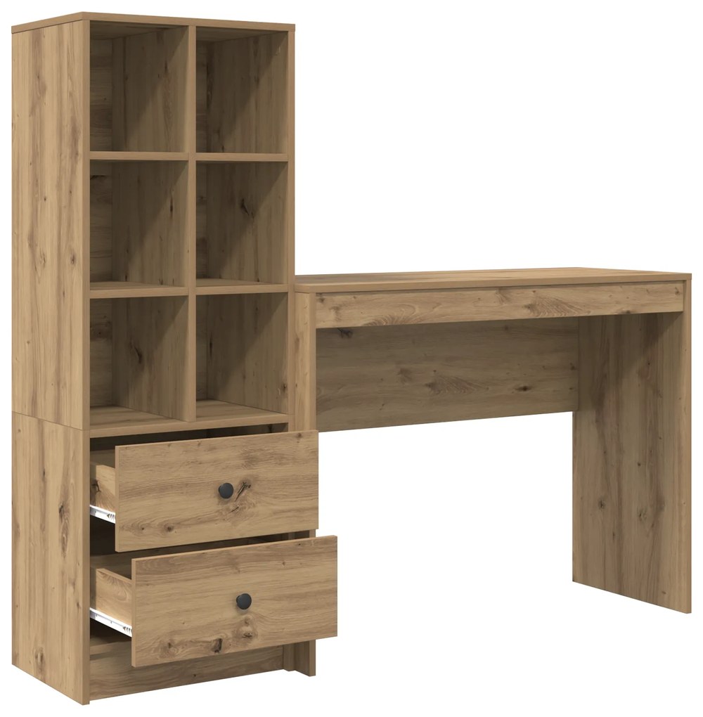 vidaXL Γραφείο με αποθηκευτικό χώρο με συρτάρι 2 pcs artisan δρυς