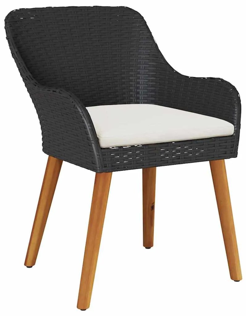 vidaXL Σέτ φαγητού για κήπο με μαξιλάρι 5 pcs Μαύρο συνθετικό ρατάν