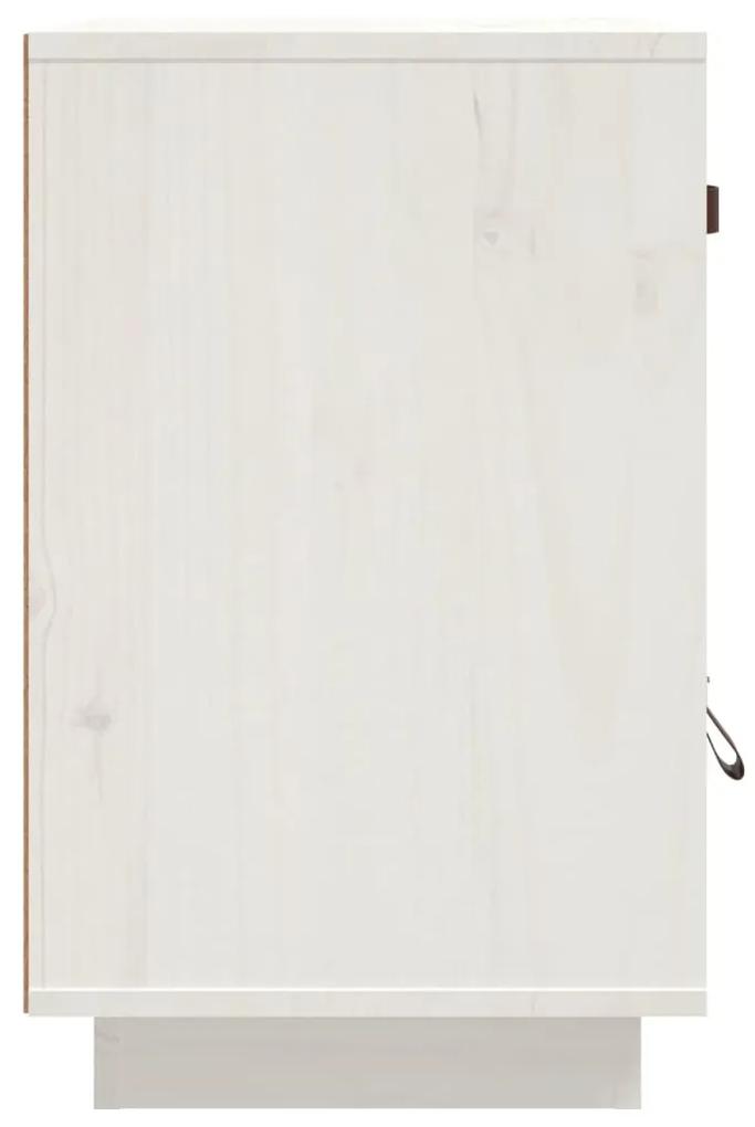 vidaXL Κομοδίνο Λευκό 40 x 34 x 55 εκ. από Μασίφ Ξύλο Πεύκου