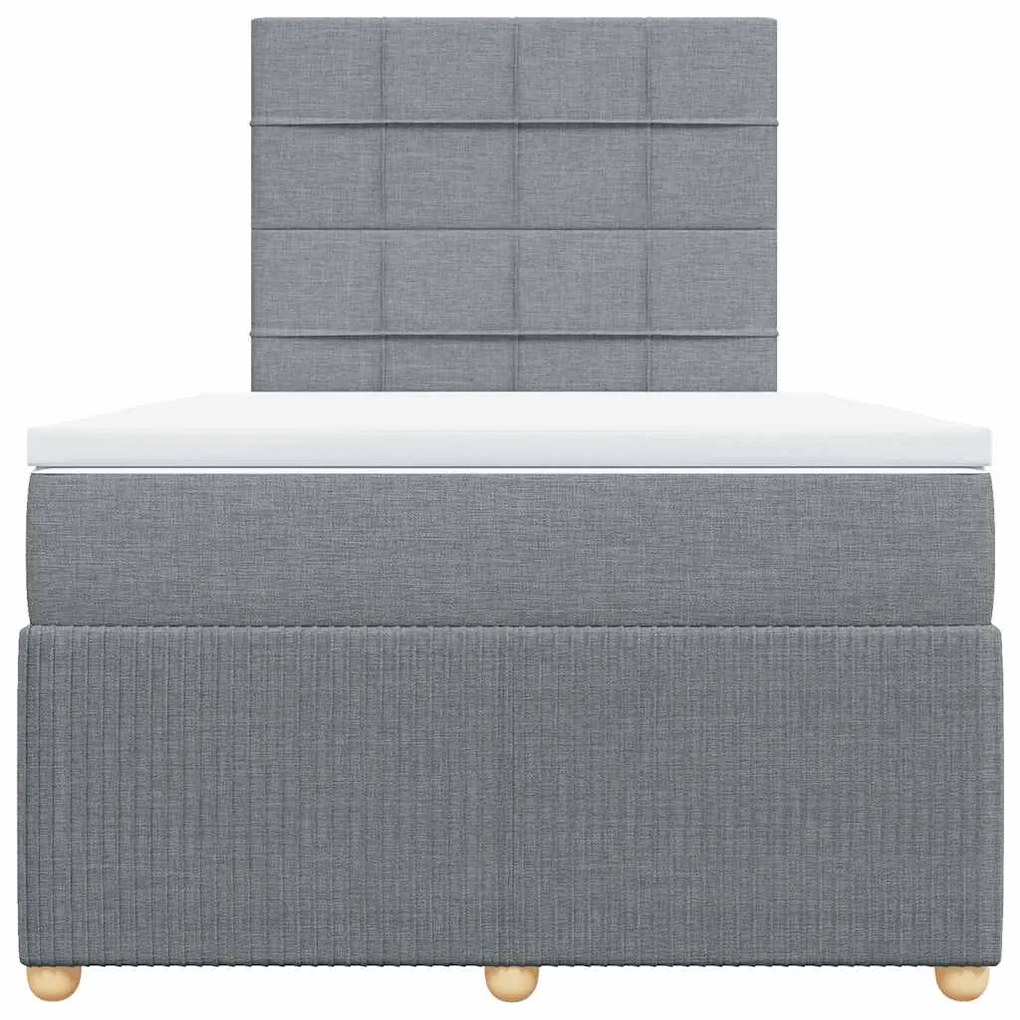 vidaXL Κρεβάτι Boxspring με Στρώμα Ανοιχτό Γκρι 120x200 εκ. Υφασμάτινο