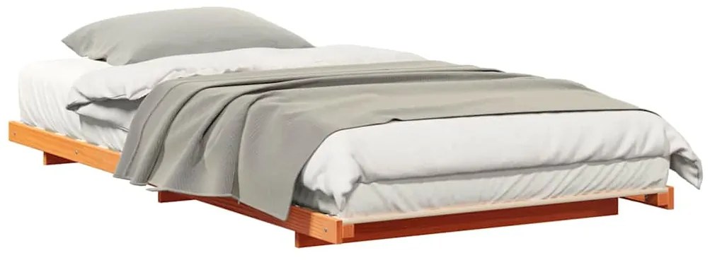 vidaXL Κρεβάτι δαπέδου Καφέ κεριού 80 x 220 cm Μασίφ ξύλο πεύκου