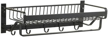 HOME USE κρεμάστρα με ράφι HUH-0164, μεταλλική 57x22x13cm, μαύρη