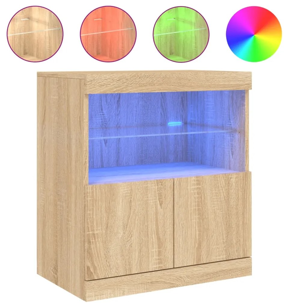 vidaXL Μπουφές με LED Sonoma Δρυς 60 x 37 x 67 εκ.