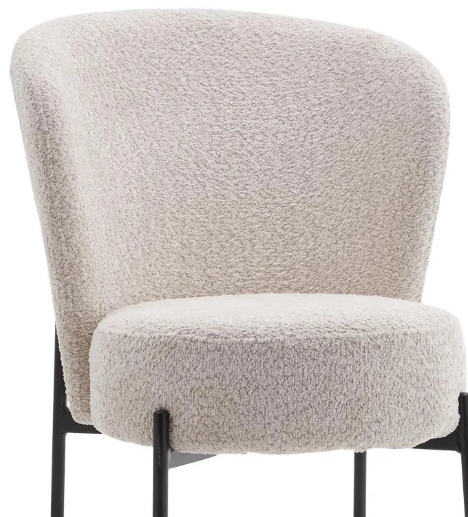 Καρέκλα Houlian εκρού ύφασμα-πόδι μαύρο μέταλλο 44x66x89εκ 2αδα 46x66x89 εκ.