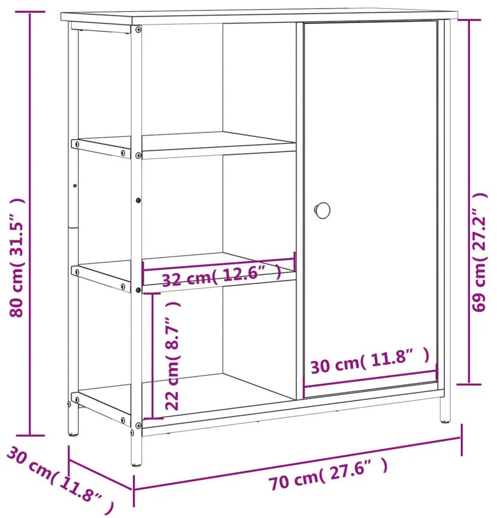 Ντουλάπι Καπνιστή Δρυς 70 x 30 x 80 εκ. από Επεξεργ. Ξύλο - Καφέ