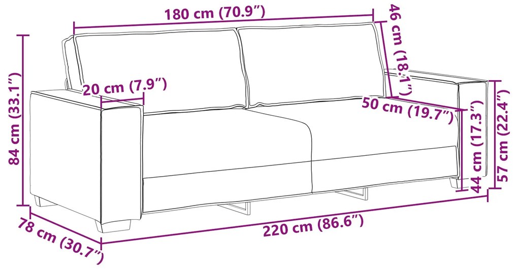 Καναπέ 3 Θέσεων Καφέ 180 εκ Υφάσματα 4104994