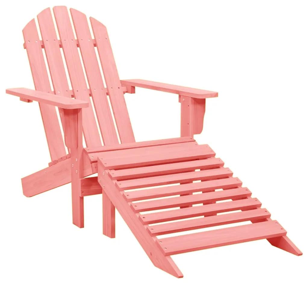 Καρέκλα Κήπου Adirondack με Υποπόδιο Ροζ από Ξύλο Ελάτης