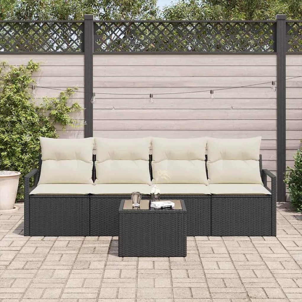 vidaXL Σετ Καναπέ Κήπου 5 pcs Μαύρο, Κρέμα 55 x 55 x 37 εκ