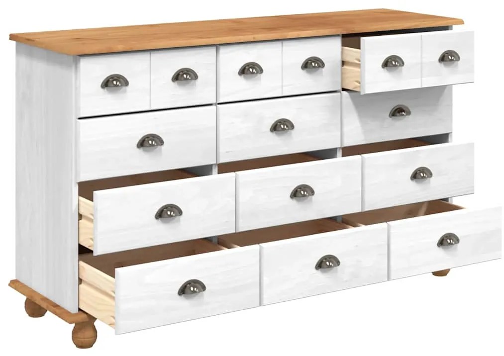 vidaXL Συρταριέρα ASKIM Λευκό 79 x 40 x 133.5 εκ Μασίφ ξύλο πεύκου