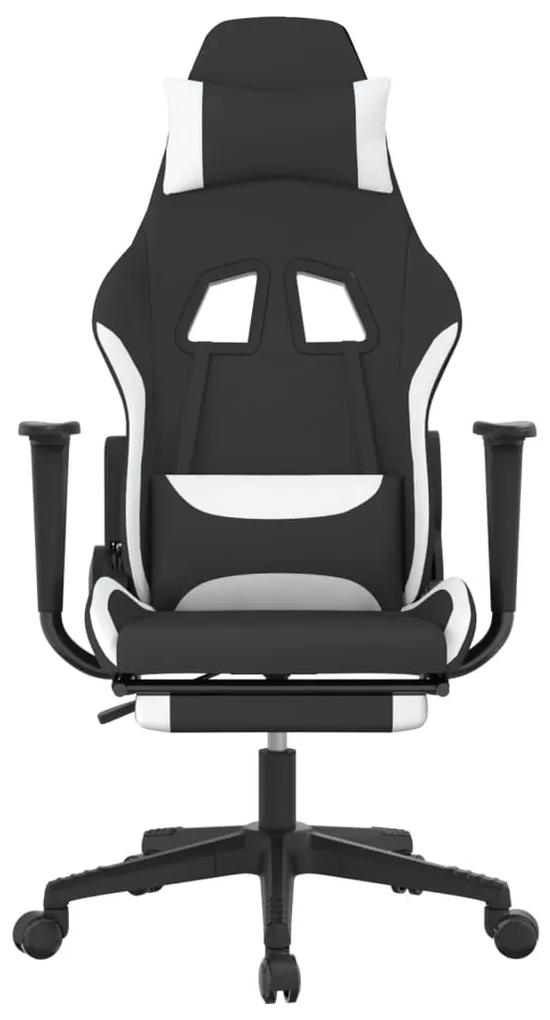 vidaXL Καρέκλα Gaming Μαύρο/Λευκό Ύφασμα με Υποπόδιο