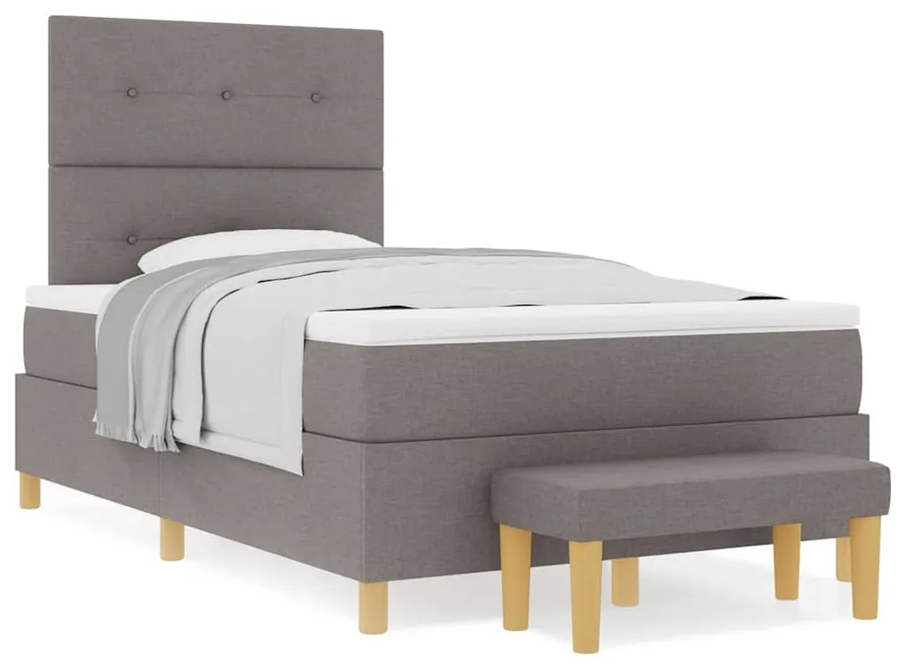 vidaXL Κρεβάτι με ελατήρια με στρώμα Taupe 120 x 200 cm ύφασμα