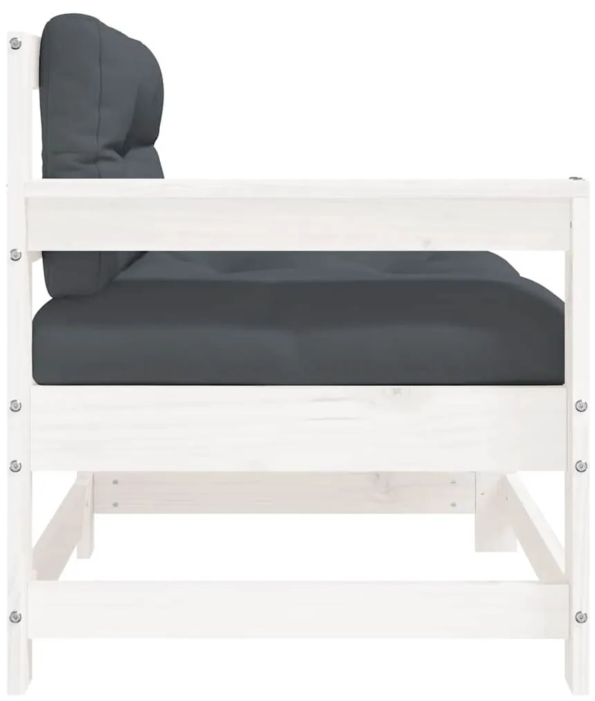 vidaXL Καρέκλες Κήπου με Μαξιλάρια 2 τεμ. Λευκές από Μασίφ Ξύλο Πεύκου