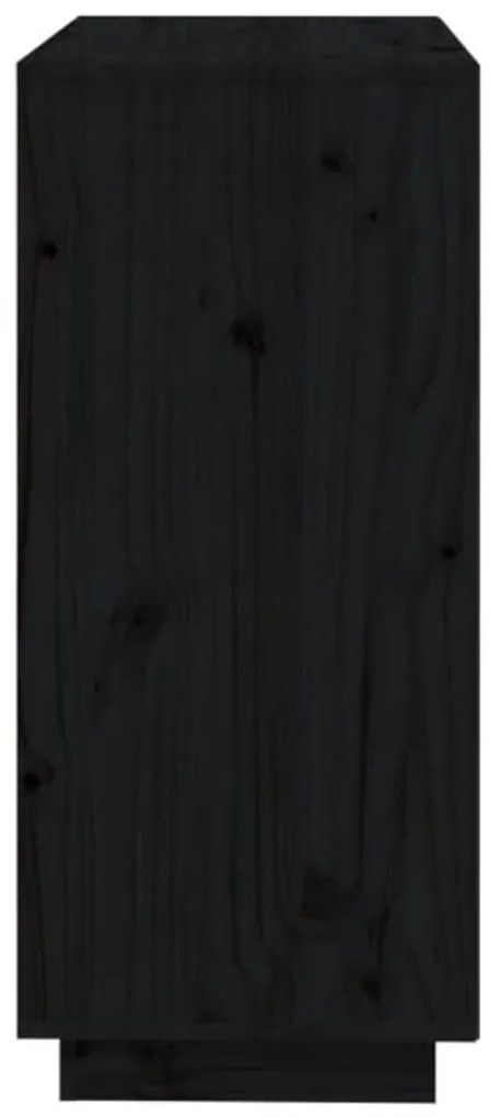 Ντουλάπι Μαύρο 74 x 35 x 80 εκ. από Μασίφ Ξύλο Πεύκου - Μαύρο