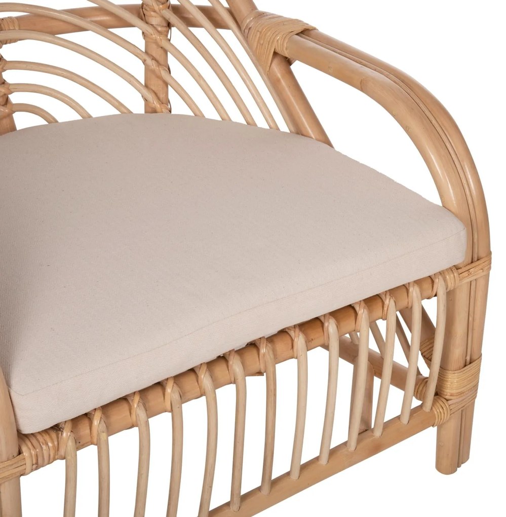 Καρέκλα - Πολυθρόνα FEMUR C9837 Φυσικό Rattan με Λευκό Μαξιλάρι 72x66x75Υεκ. 72x66x75 εκ.