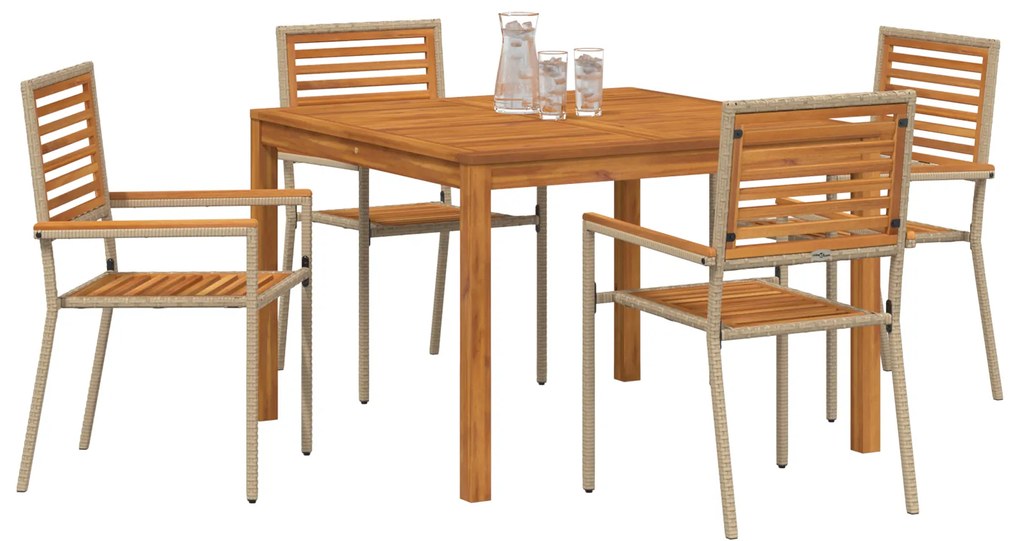 vidaXL Σετ τραπεζαρίας κήπου 5 pcs Μπεζ 110 x 110 x 75 cm