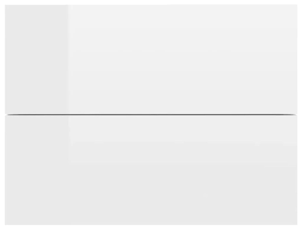 Κομοδίνα 2 τεμ. Γυαλιστερό Λευκό 40x30x30 εκ. από Επεξ. Ξύλο - Λευκό