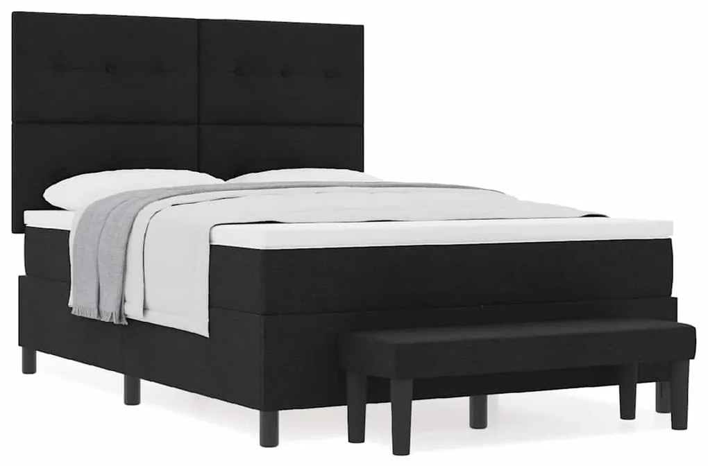 vidaXL Κρεβάτι με ελατήρια με στρώμα Μαύρο 140 x 200 cm ύφασμα