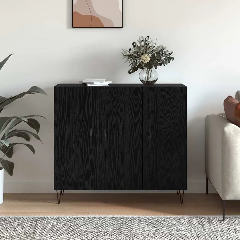 vidaXL Πλαϊνό γραφείο Μαύρη δρυς 90 x 34 x 80 εκ. Επεξεργασμένο ξύλο