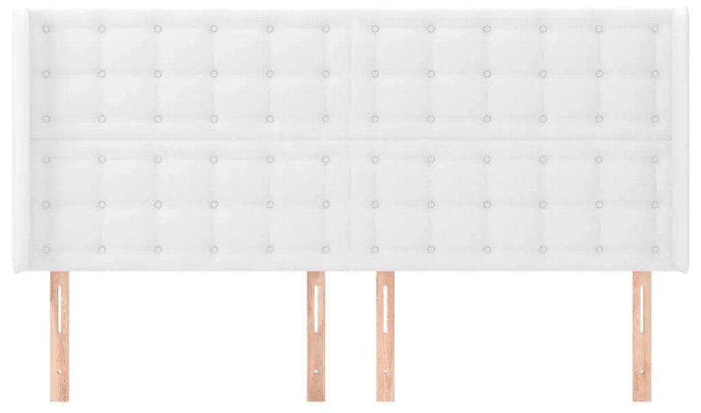 Κεφαλάρι με Πτερύγια Λευκό 183x16x118/128 εκ. Συνθετικό Δέρμα - Λευκό
