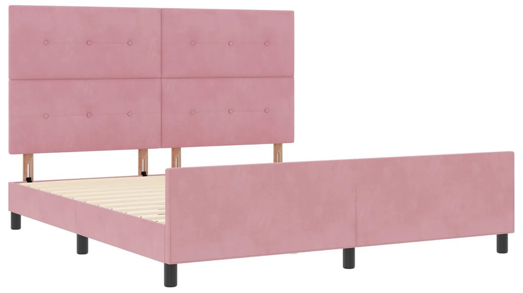 vidaXL Σκελετός Κρεβατιού με κεφαλάρι Ροζ 180 x 200 cm Βελούδο