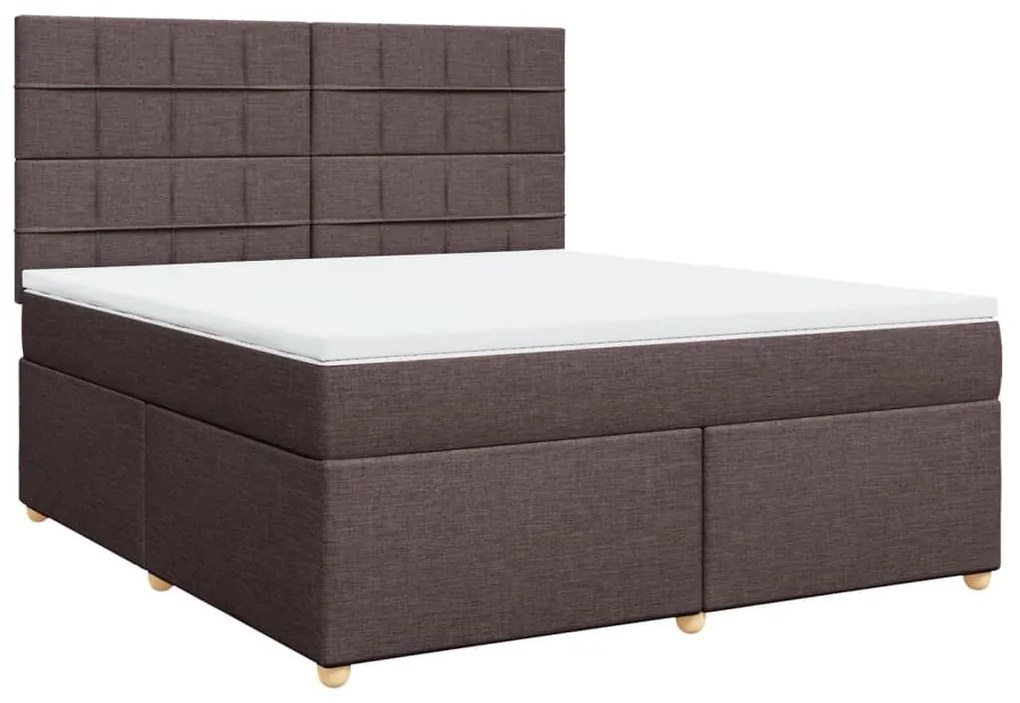 Κρεβάτι Boxspring με Στρώμα Σκούρο Καφέ 180x200 εκ Υφασμάτινο - Καφέ