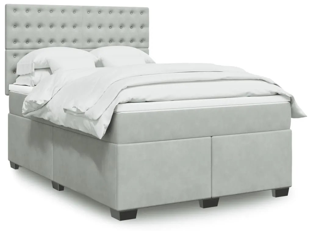 ΚΡΕΒΑΤΙ BOXSPRING ΜΕ ΣΤΡΩΜΑ ΑΝΟΙΧΤΟ ΓΚΡΙ 140X190 ΕΚ. ΒΕΛΟΥΔΙΝΟ 3290918