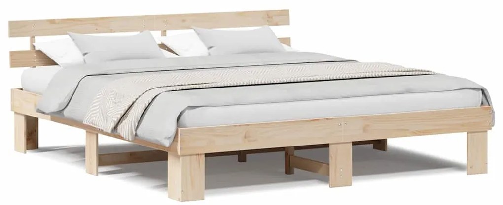 vidaXL Σκελετός Κρεβατιού Καφέ 180 x 200 cm Μασίφ ξύλο πεύκου