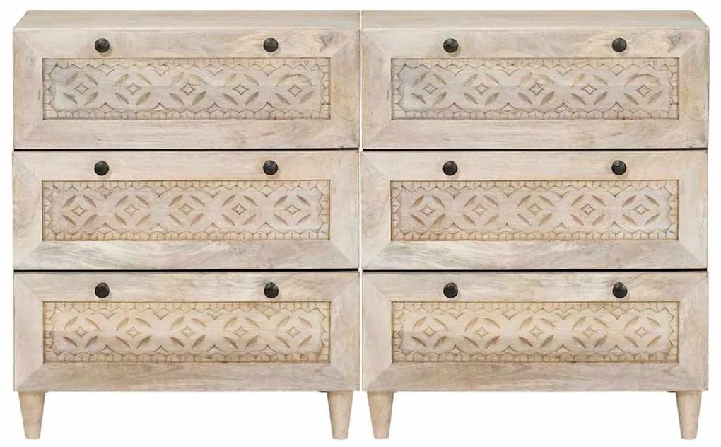 vidaXL Πλαϊνό γραφείο 2 pcs Λευκό 60 x 33 x 75 cm Μασίφ ξύλο μάνγκο