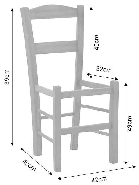 Καρέκλα καφενείου επιλοχία Syros άβαφο ξύλο 42x40x89εκ