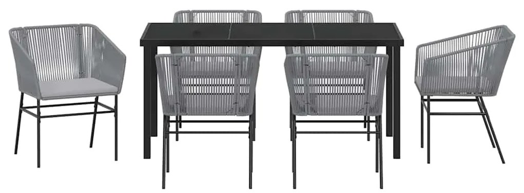 vidaXL Σέτ φαγητού για κήπο 7 pcs Γκρι Χάλυβας με επίστρωση πούδρας