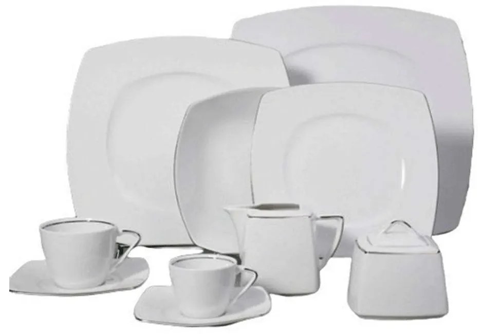 Σερβίτσιο Πιάτα Φαγητού Nagoya (Σετ 72Τμχ) 50.001.30 White-Platinum Cryspo Trio 72 τμχ Porcelain