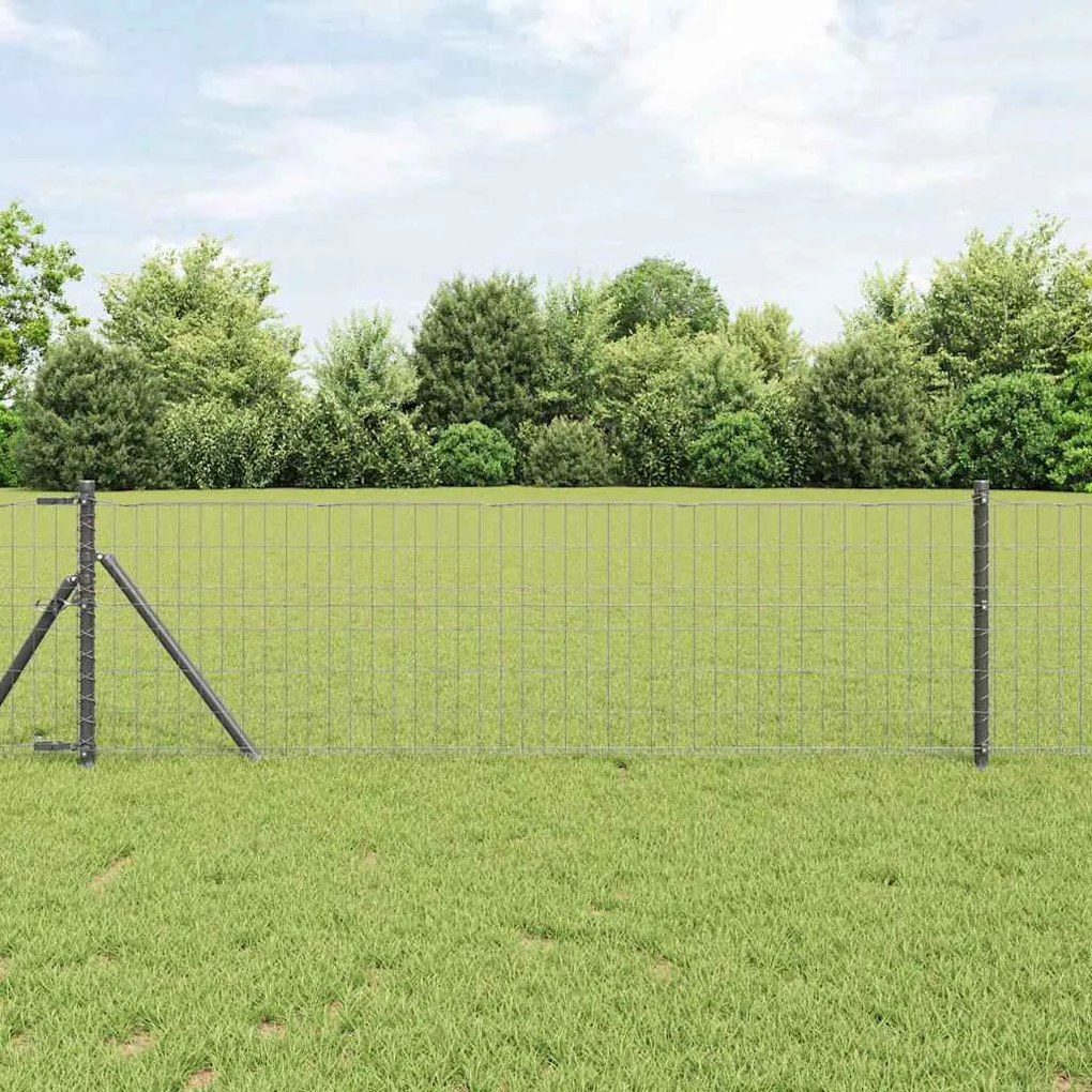 vidaXL Φράχτης Εuro Γκρι 0.8 x 10 m Σίδηρος με επικάλυψη PVC