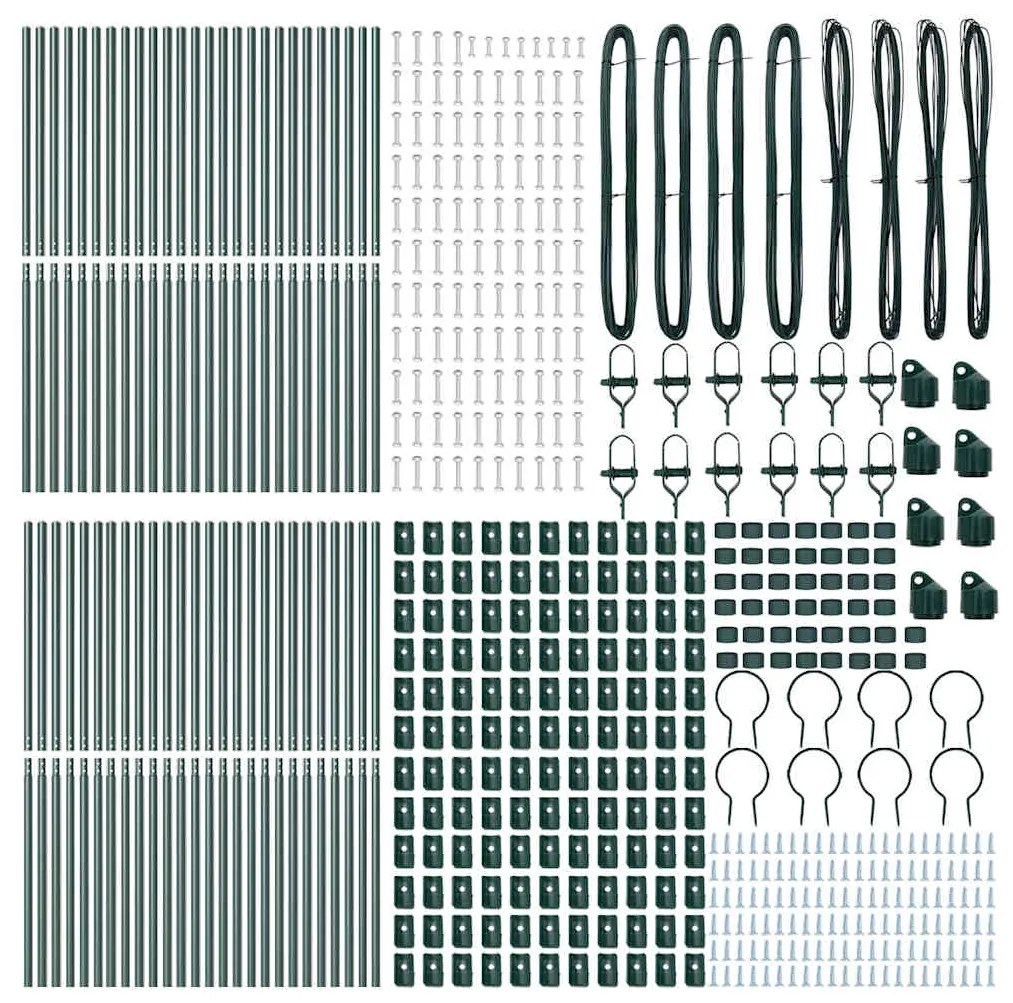 vidaXL Στύλος Περιφράξεων 52 pcs Πράσινο 3.2 x 3.2 x 150 εκ Ατσάλι