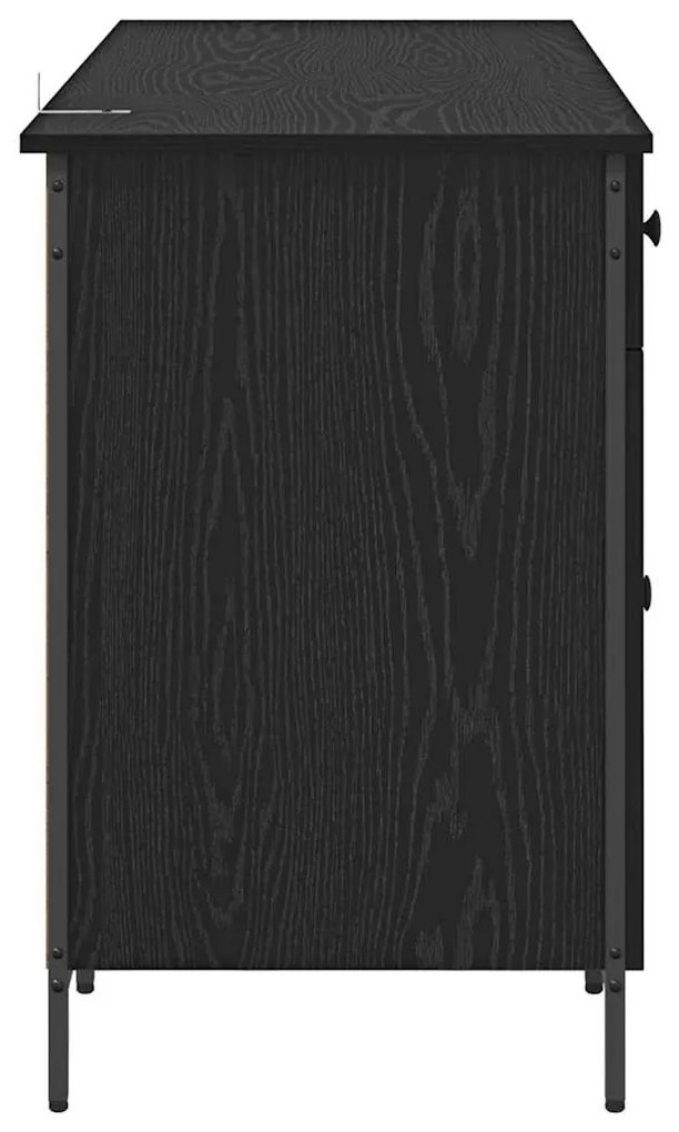 vidaXL Γραφείο Υπολογιστή με συρτάρι Μαύρη Οξυά 131 x 48 x 75 εκ.