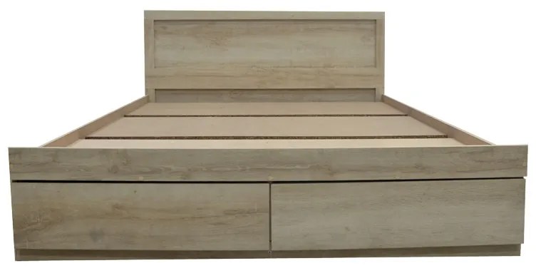 Κρεβάτι διπλό Nalos pakoworld με συρτάρι castillo-oak 140x200εκ - 123-000206