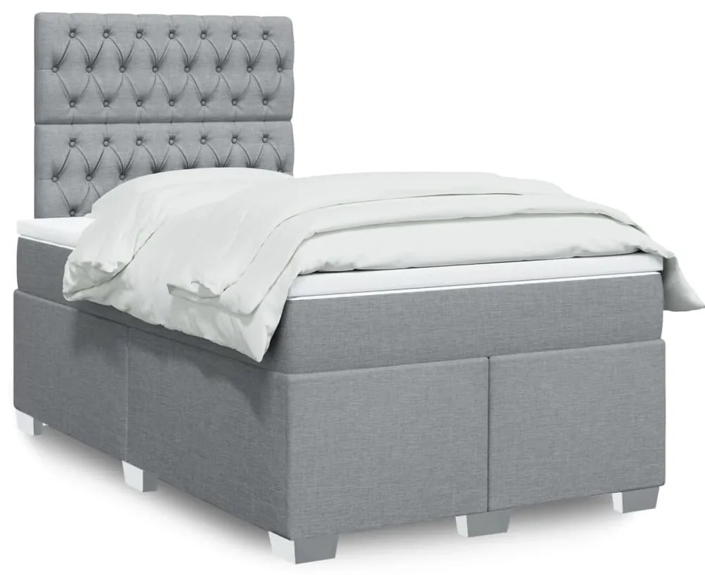 vidaXL Κρεβάτι Boxspring με Στρώμα Ανοιχτό Γκρι 120x200 εκ. Υφασμάτινο