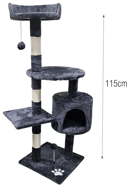Δέντρο Ονυχοδρόμιο για Γάτες με Σπιτάκι και Παιχνίδια 115cm - Cat Tree Scratching Post with Toys