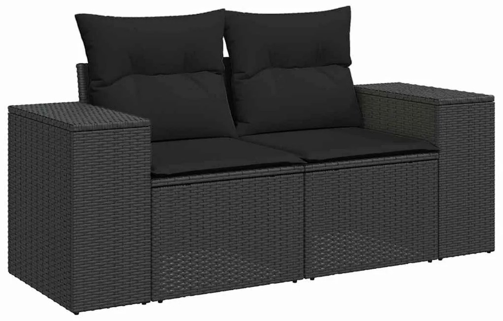 vidaXL Σετ Καναπέ Κήπου με μαξιλάρι 12 pcs Μαύρο 80 x 80 x 71 cm