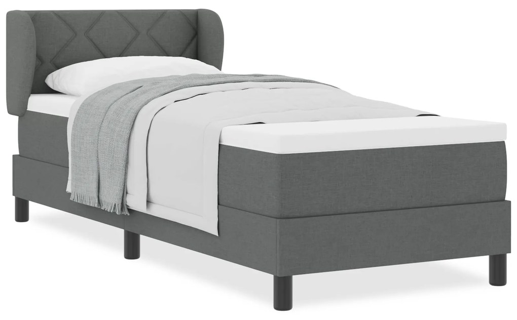 vidaXL κρεβάτι Box Spring με στρώμα σκούρο γκρι 80x200 εκ. υφάσματος